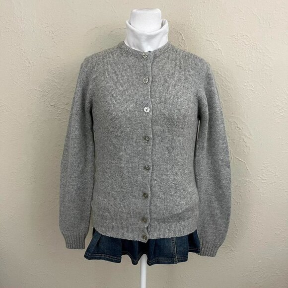 70s Grey wool cardigan with button up front, perfect for layering - Picture 2 of 8